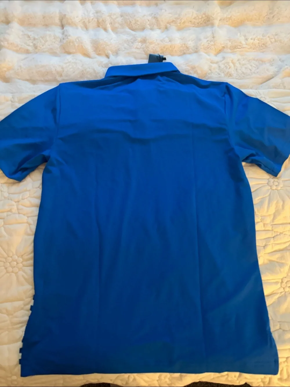 adidas Blue and White Striped Polo Shirt